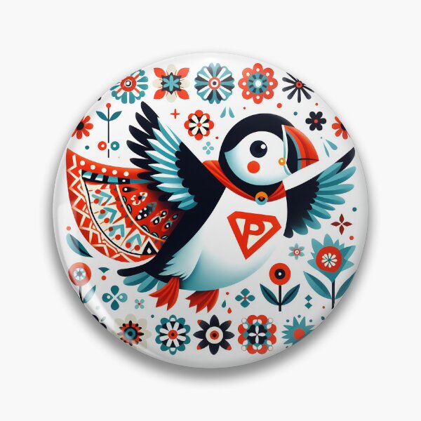 Item preview, Super Puffin – Scandinavian Folk Art – © heidiannemorris designed and sold by FOLK ART FUSION by heidiannemorris.