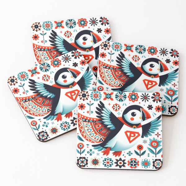 Item preview, Super Puffin – Scandinavian Folk Art – © heidiannemorris designed and sold by FOLK ART FUSION by heidiannemorris.