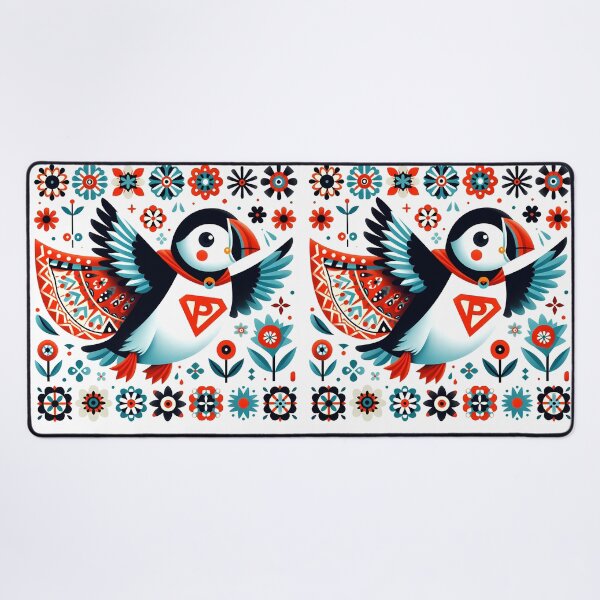 Item preview, Super Puffin – Scandinavian Folk Art – © heidiannemorris designed and sold by FOLK ART FUSION by heidiannemorris.