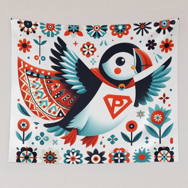 Item preview, Super Puffin – Scandinavian Folk Art – © heidiannemorris designed and sold by FOLK ART FUSION by heidiannemorris.