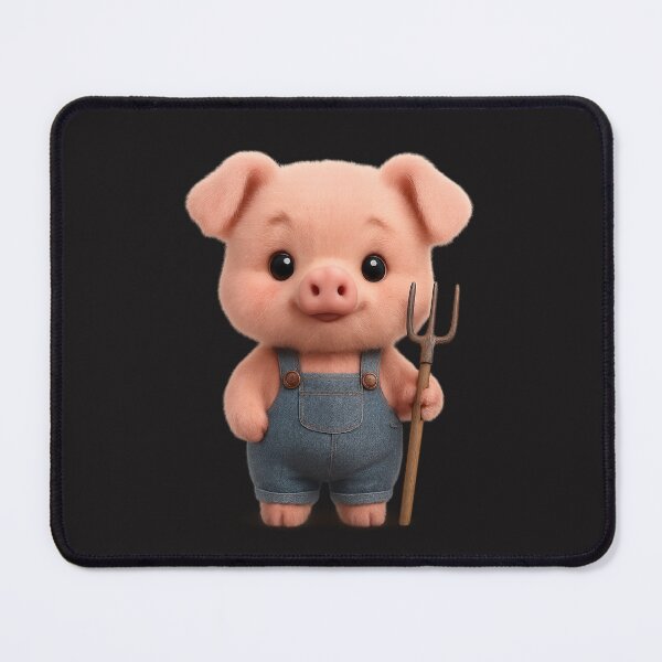 Item preview, Cute Farmer Piglet In Overalls Holding Pitchfork | Kawaii Cartoon Farm Animal Art designed and sold by Moons Studio.