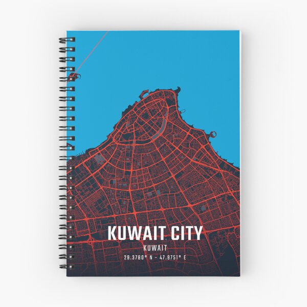 Item preview, Kuwait City Red & Blue Minimalist Map designed and sold by HomeLivingCo.