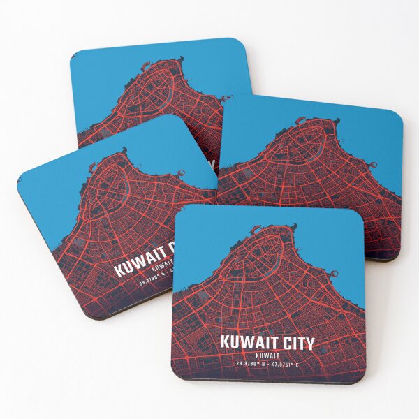 Item preview, Kuwait City Red & Blue Minimalist Map designed and sold by HomeLivingCo.