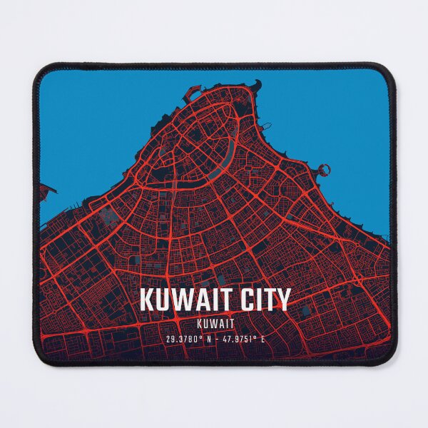 Item preview, Kuwait City Red & Blue Minimalist Map designed and sold by HomeLivingCo.