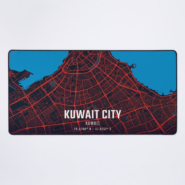 Item preview, Kuwait City Red & Blue Minimalist Map designed and sold by HomeLivingCo.
