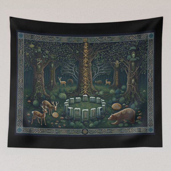 Item preview, Henge of the Druids beautiful fresco after William Morris designed and sold by Vintage Designs +.