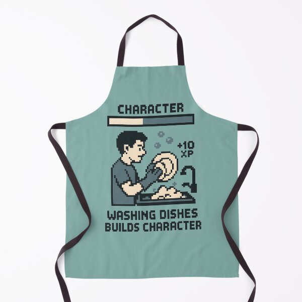 Item preview, Washing Dishes Builds Character Gamer Funny Apron designed and sold by my-sanity.