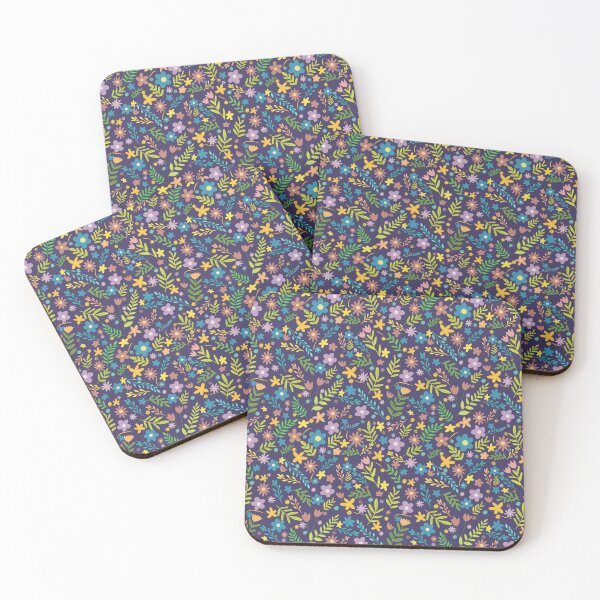 Item preview, Fun ditsy floral blue pattern designed and sold by RainbowSnow.