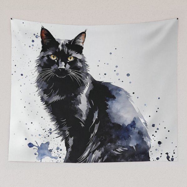 Item preview, Vintage Cat Art: Black Cat Watercolor Painting | Noir Cat Art | Gothic Art | Cat Art | Cat Watercolor Painting designed and sold by UnhingedBird.