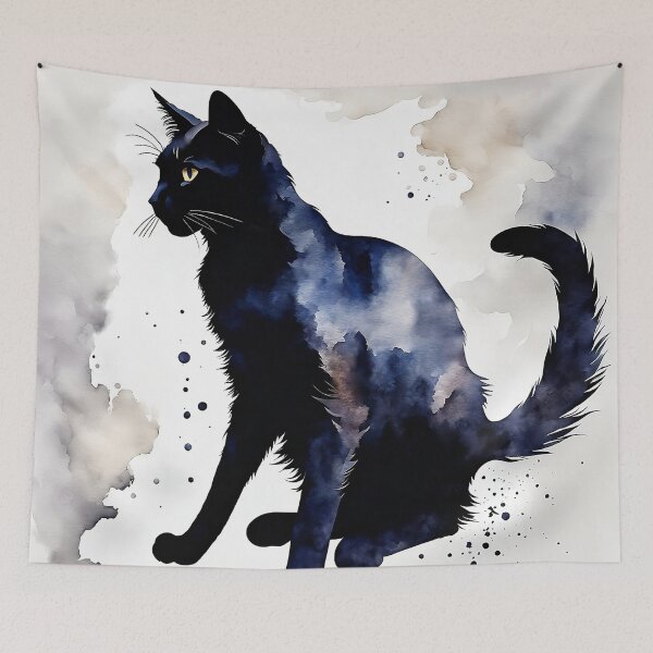Item preview, Vintage Cat Art: Black Cat Watercolor Painting | Noir Cat Art | Gothic Art | Cat Art | Cat Watercolor Painting designed and sold by UnhingedBird.