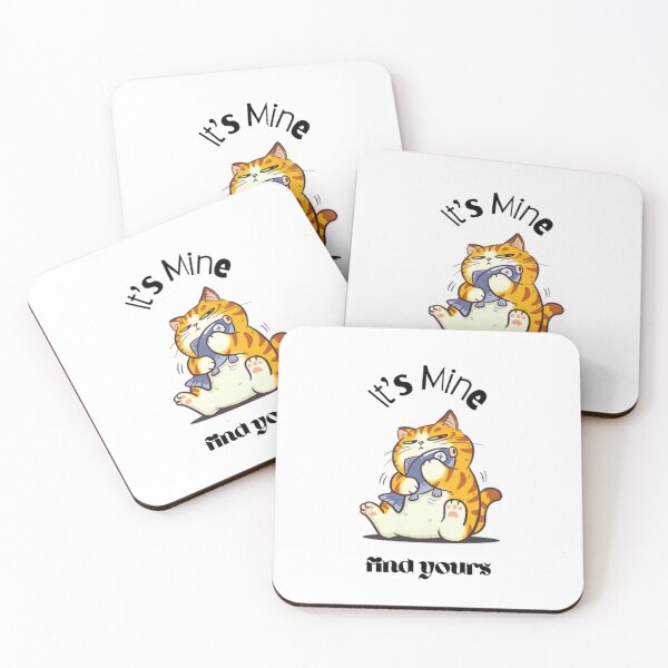 Item preview, It's Mine Find Yours | Funny Greedy Fat Cat with Fish designed and sold by DESIGN DIMENSION .