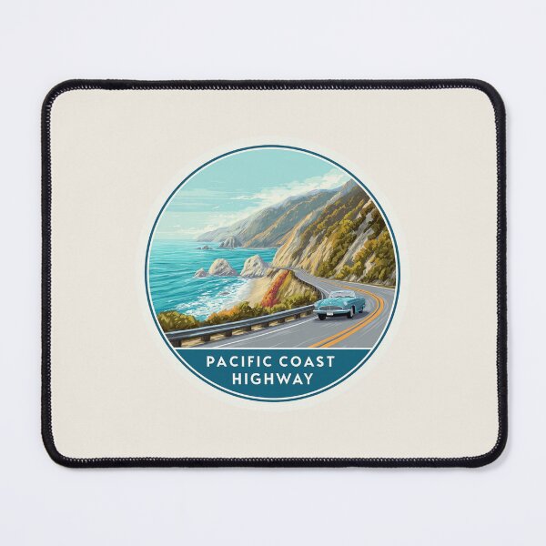 Item preview, Pacific Coast Highway California Vintage Travel Sticker – Retro Ocean Drive & Cliffs designed and sold by Blurbean.
