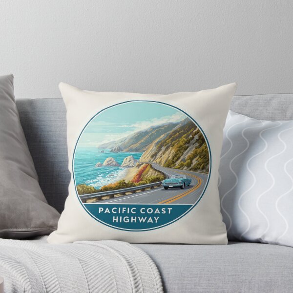 Item preview, Pacific Coast Highway California Vintage Travel Sticker – Retro Ocean Drive & Cliffs designed and sold by Blurbean.