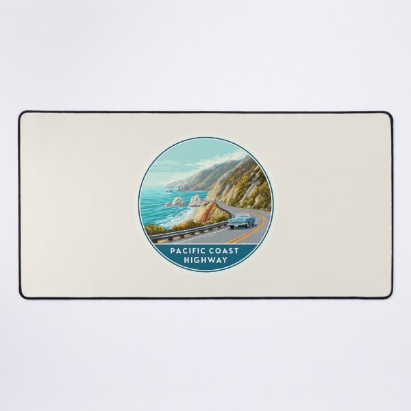 Item preview, Pacific Coast Highway California Vintage Travel Sticker – Retro Ocean Drive & Cliffs designed and sold by Blurbean.