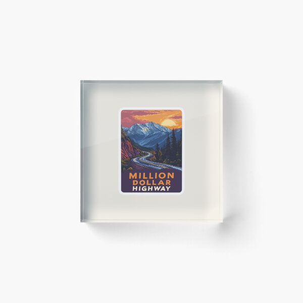 Item preview, Million Dollar Highway Colorado Vintage Travel Sticker – Retro Mountain Road & Sunset designed and sold by Blurbean.