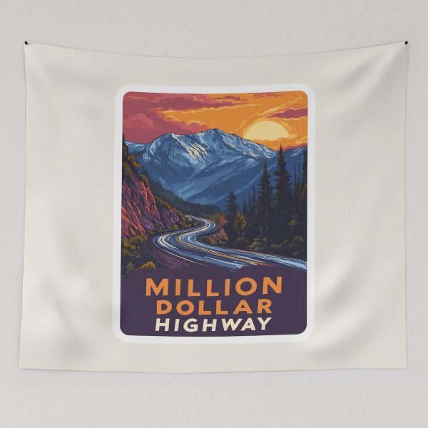 Item preview, Million Dollar Highway Colorado Vintage Travel Sticker – Retro Mountain Road & Sunset designed and sold by Blurbean.