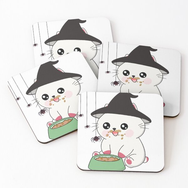 Item preview, Messy Eater Witch Cat with Food Bowl and Spiders designed and sold by Ikattyg.