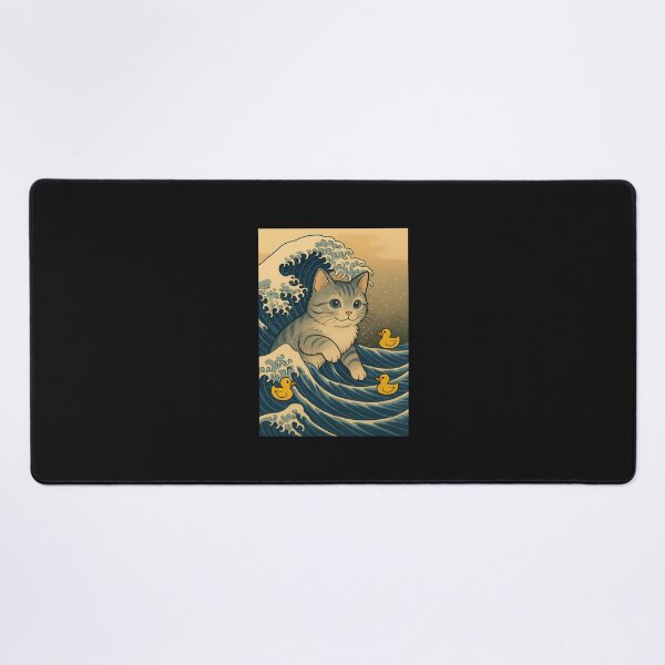 Item preview, A Funny Cat On A Sea Wave With Three Ducks  designed and sold by cawtoon.