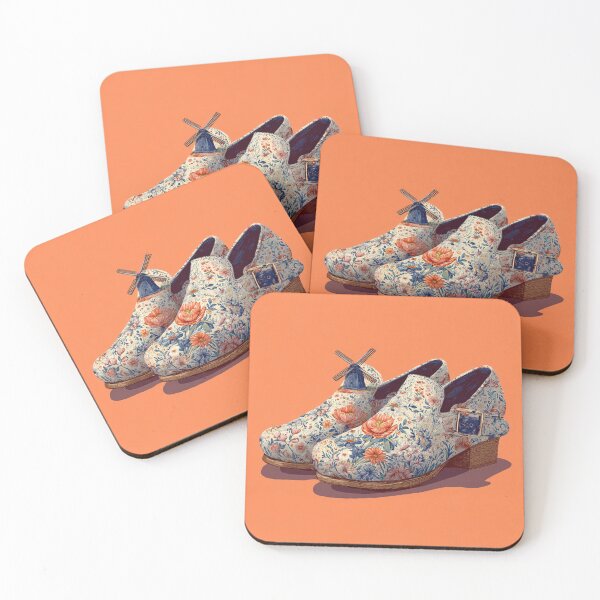 Item preview, Dutch Floral Clogs Klompen – Whimsical Windmill Patterned Wooden Shoes  designed and sold by Tommy's Arts.