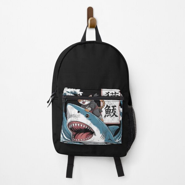 Item preview, Japanese Ninja Samurai Cat Riding Shark Retro Distressed designed and sold by cawtoon.