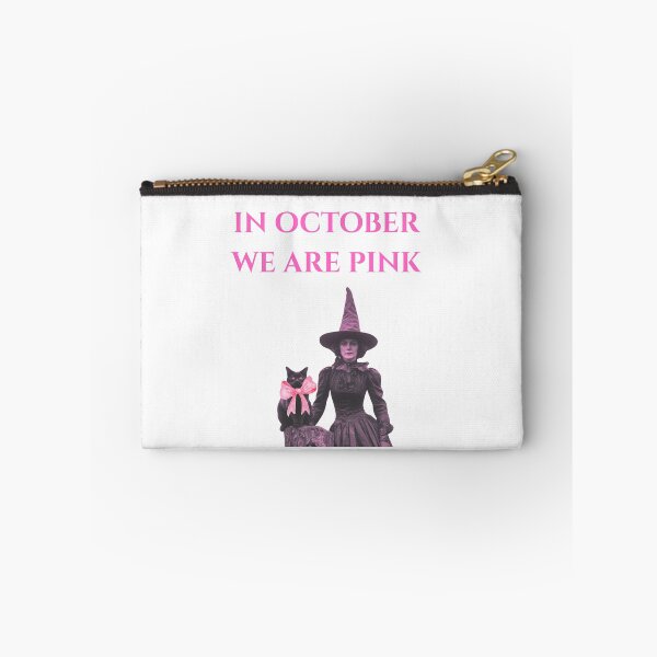 Item preview, In October We Are Pink – Retro Witch and Cat Design designed and sold by EVESTUDIOART.