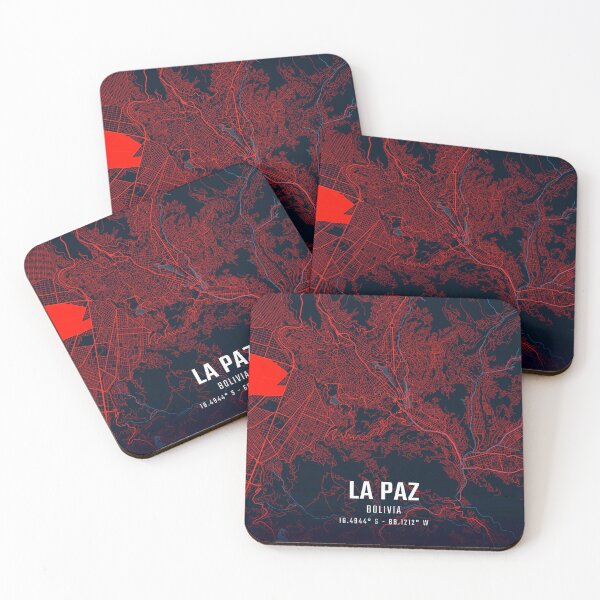 Item preview, La Paz Red & Blue Minimalist Map designed and sold by HomeLivingCo.