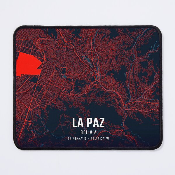 Item preview, La Paz Red & Blue Minimalist Map designed and sold by HomeLivingCo.