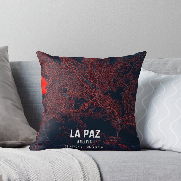 Item preview, La Paz Red & Blue Minimalist Map designed and sold by HomeLivingCo.