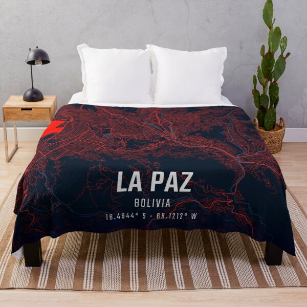 Item preview, La Paz Red & Blue Minimalist Map designed and sold by HomeLivingCo.