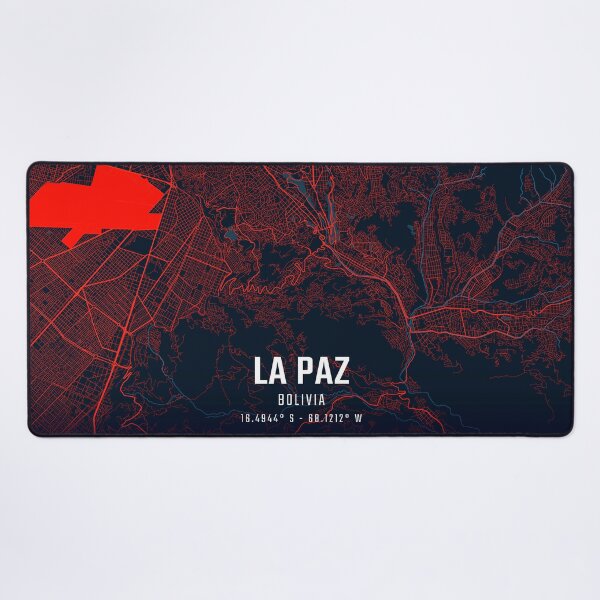 Item preview, La Paz Red & Blue Minimalist Map designed and sold by HomeLivingCo.