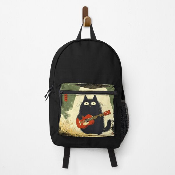 Item preview, Black Cat Playing Guitar Abducted Alien Ufo Funny Japanese designed and sold by cawtoon.