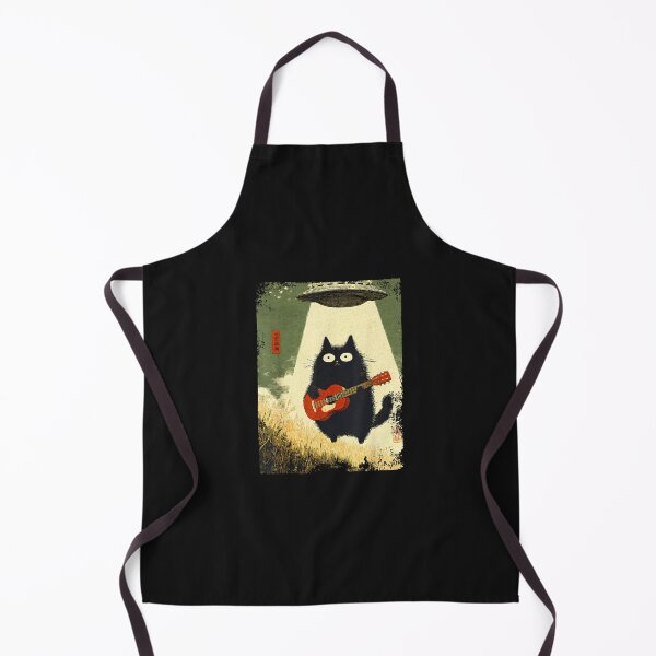 Item preview, Black Cat Playing Guitar Abducted Alien Ufo Funny Japanese  designed and sold by cawtoon.