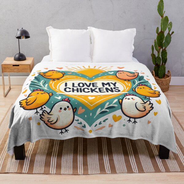 Item preview, I Love My Chickens Heart and Sunshine Cute Chickens Art. designed and sold by The-T-In-Retro.