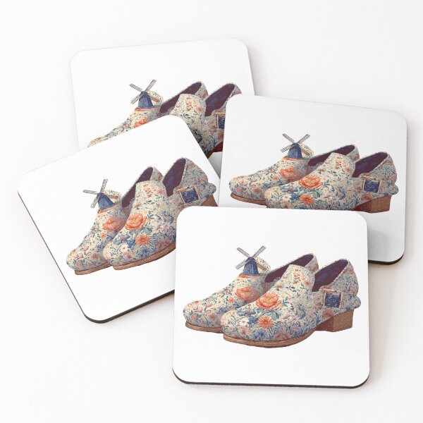 Item preview, Dutch Floral Clogs Klompen – Whimsical Windmill Patterned Wooden Shoes  designed and sold by Tommy's Arts.