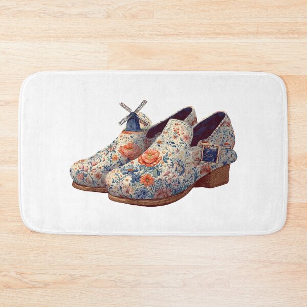 Item preview, Dutch Floral Clogs Klompen – Whimsical Windmill Patterned Wooden Shoes  designed and sold by Tommy's Arts.