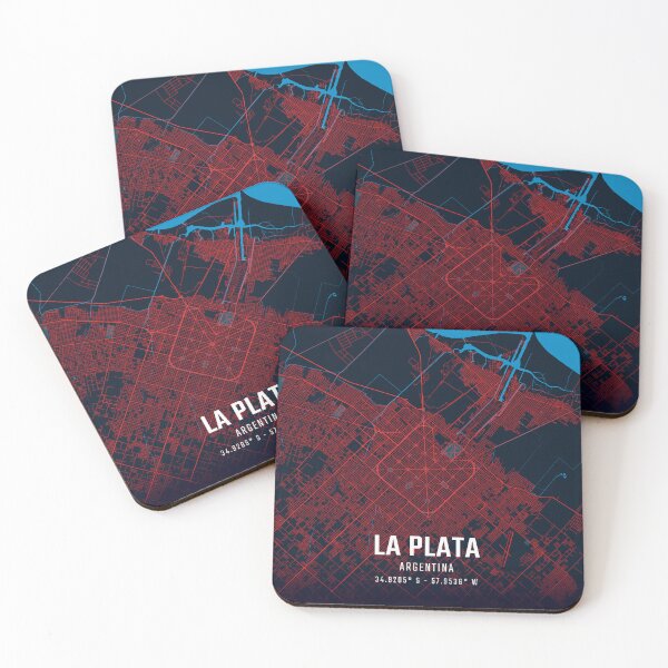 Item preview, La Plata Red & Blue Minimalist Map designed and sold by HomeLivingCo.
