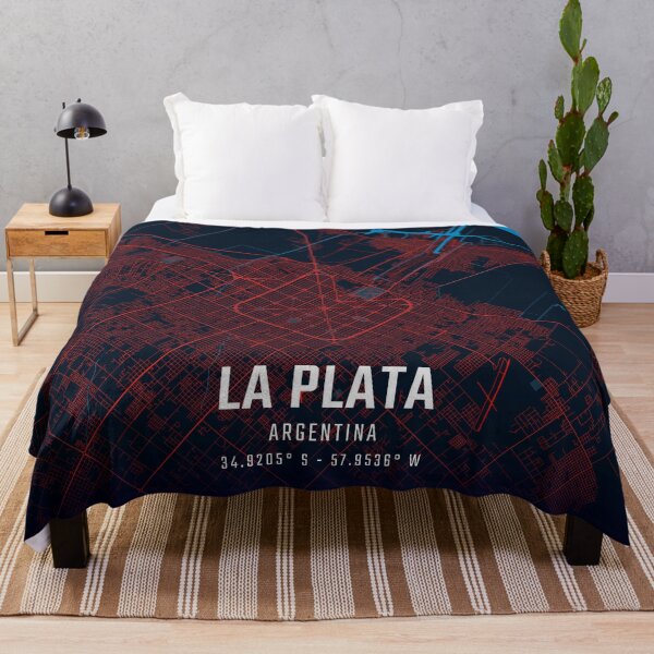 Item preview, La Plata Red & Blue Minimalist Map designed and sold by HomeLivingCo.