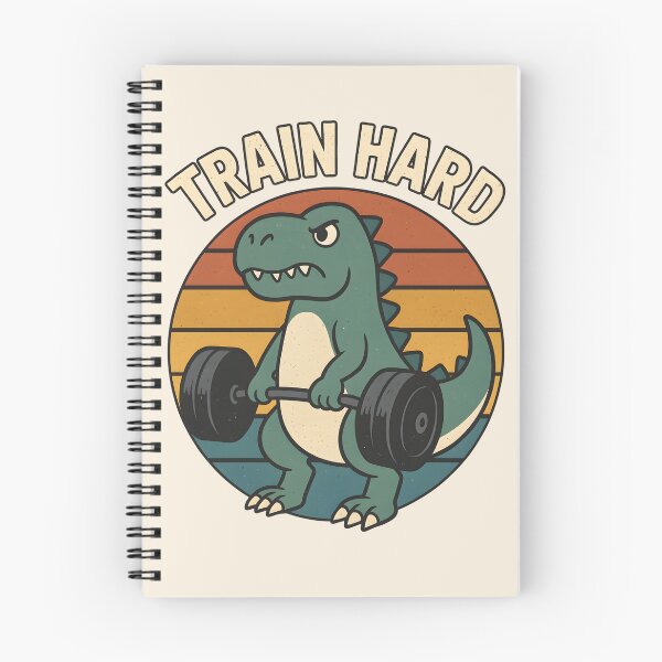 Aperçu de l'œuvre Train Hard Dino – Design rétro de fitness amusant créée et vendue par Hischers Solution.