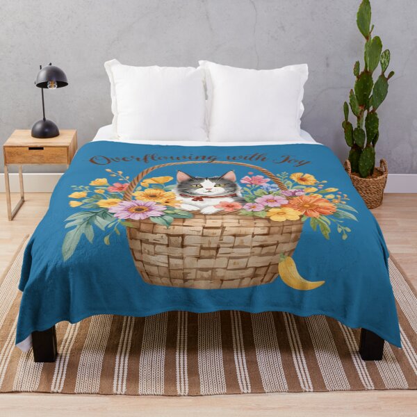 Item preview, Overflowing with Joy Sarcastic Cat in Basket Design designed and sold by BlessedHandsDesigns.