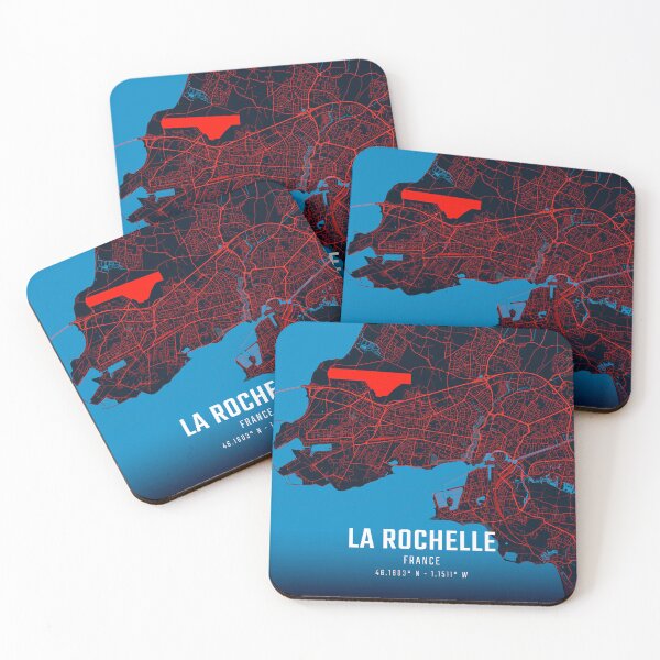 Item preview, La Rochelle Red & Blue Minimalist Map designed and sold by HomeLivingCo.