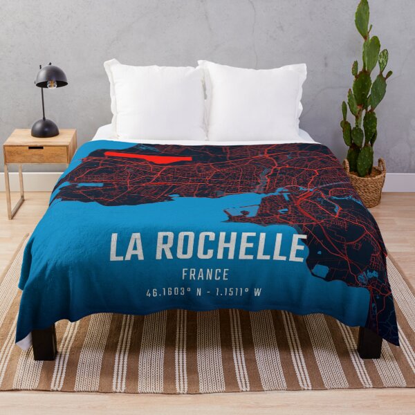 Item preview, La Rochelle Red & Blue Minimalist Map designed and sold by HomeLivingCo.