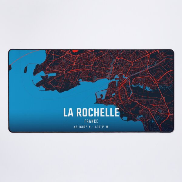 Item preview, La Rochelle Red & Blue Minimalist Map designed and sold by HomeLivingCo.