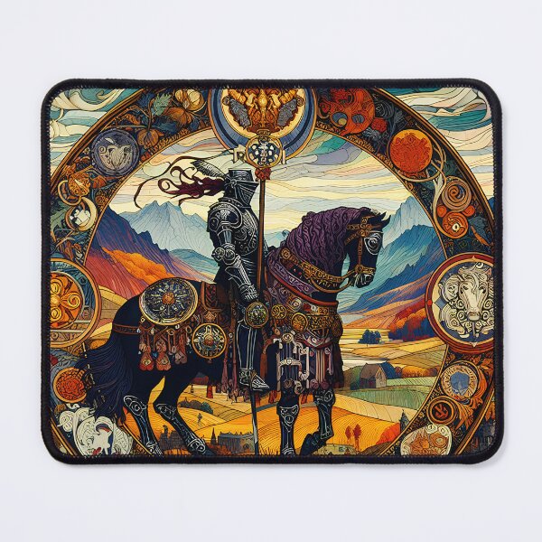 Item preview, The Black Knight – Arthurian Legend Art Nouveau Wall Print designed and sold by Stoneflower-Art.