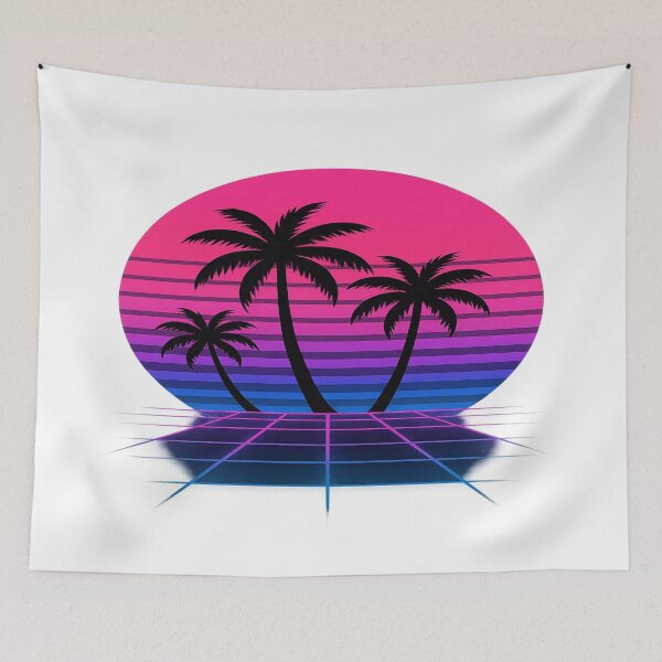 Item preview, Retro 80s Sunset with Palm Trees – Neon Vaporwave Design designed and sold by CMdigit.