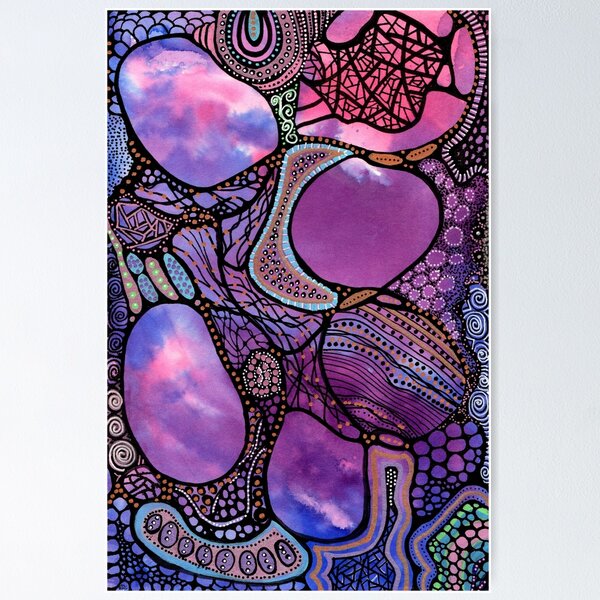 Item preview, Purple Blue Pink Abstract Galaxy Cosmic Doodle Art designed and sold by Tezoodle Art.