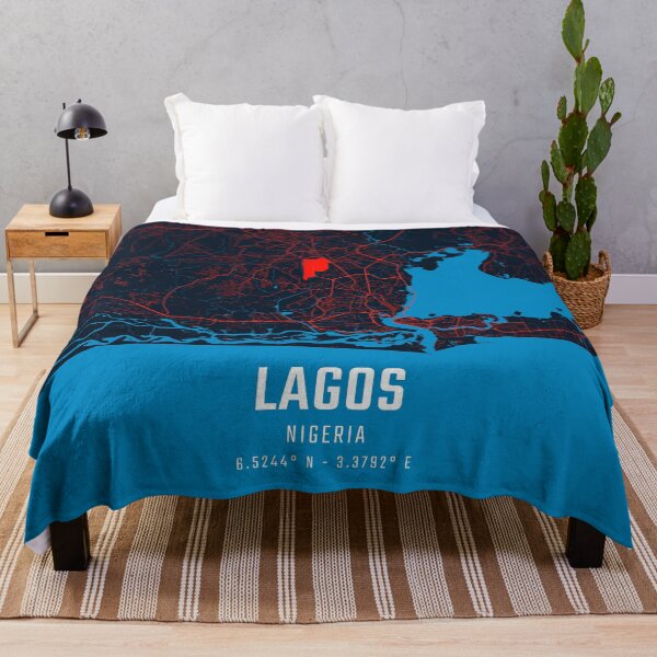 Item preview, Lagos Nigeria Red & Blue Minimalist Map designed and sold by HomeLivingCo.