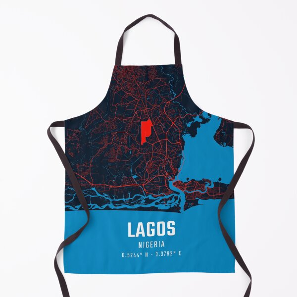 Item preview, Lagos Nigeria Red & Blue Minimalist Map designed and sold by HomeLivingCo.
