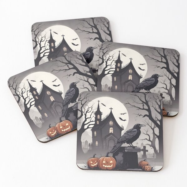 Item preview, “Haunted Crow on Tombstone – Minimalist Halloween Bird Design” designed and sold by NatureNookTees.