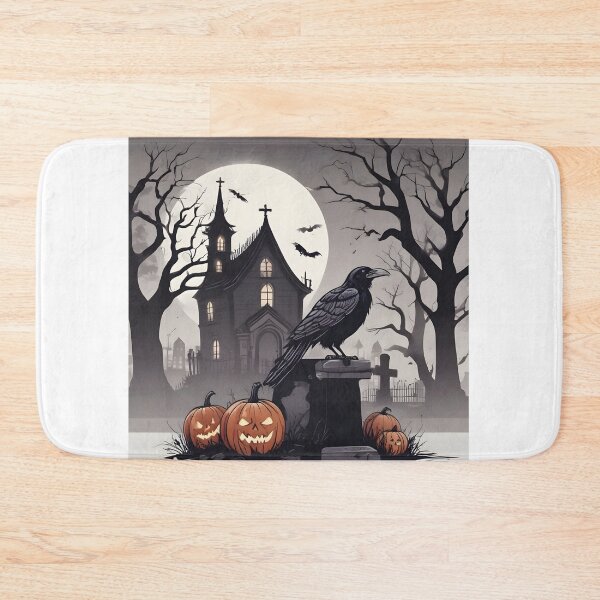 Item preview, “Haunted Crow on Tombstone – Minimalist Halloween Bird Design” designed and sold by NatureNookTees.
