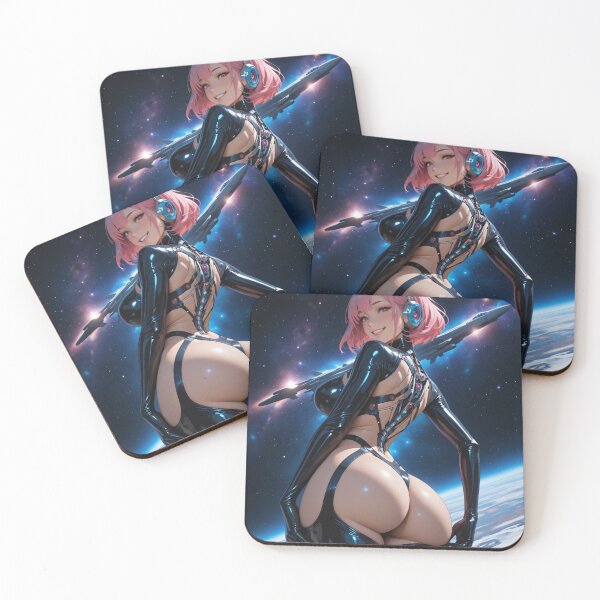 Item preview, Anime bikini waifu cyberpunk neon wallpaper designed and sold by Planet Utoppia.